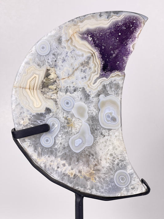 Polished Agate Crescent Moon on stand