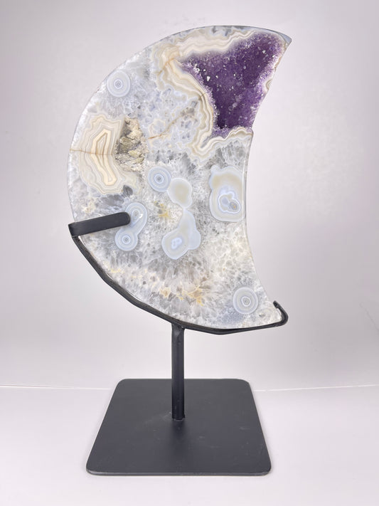 Polished Agate Crescent Moon on stand